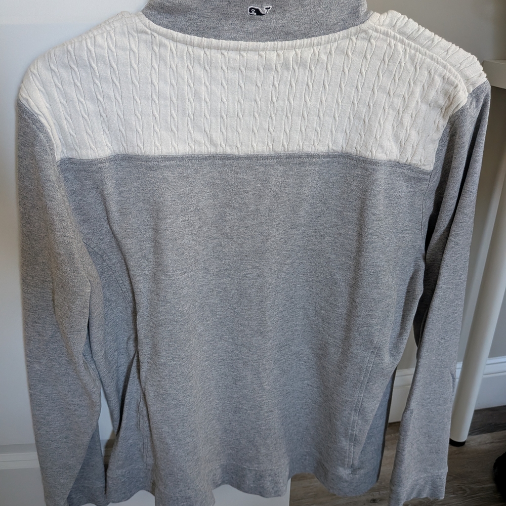 Vineyard Vine Zip-Up Sweater in Gray and White - Picture 4 of 4